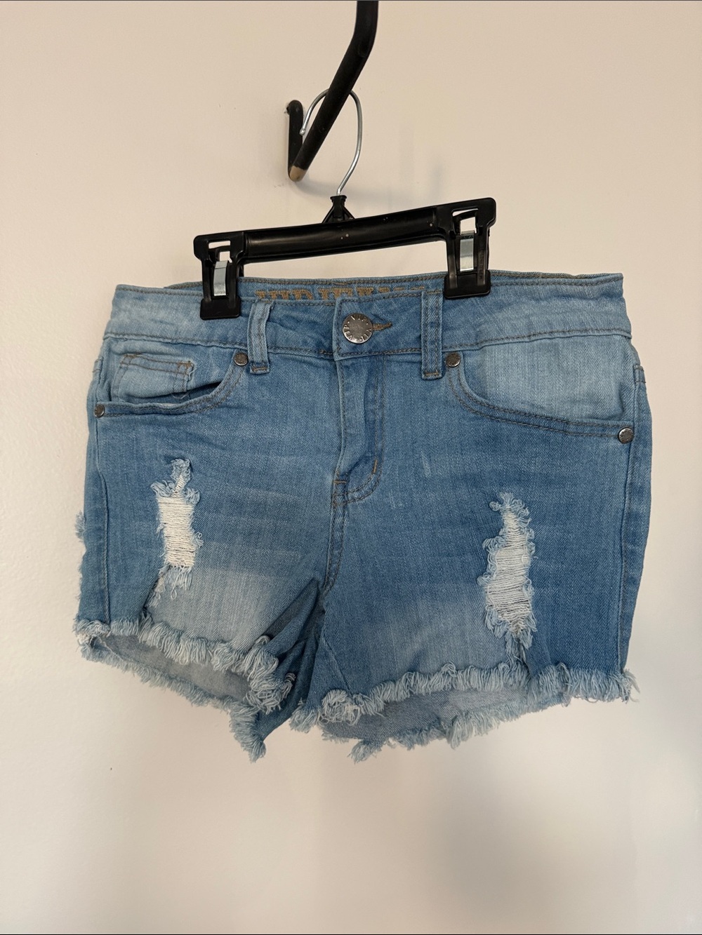 VIP Light Blue Distressed Denim Jean Shorts